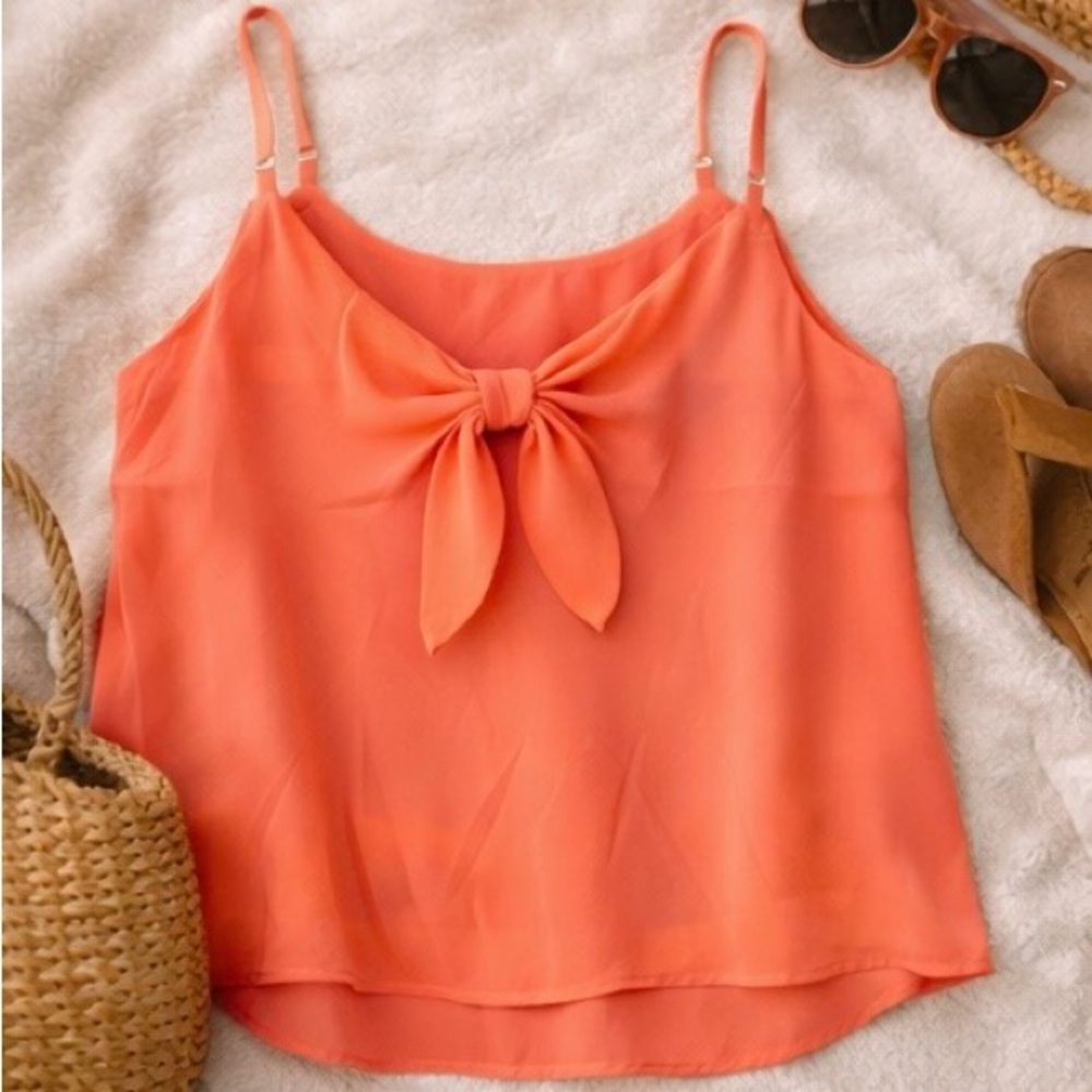 Vestique Tie Front Coral Cami Summer Beach Tank Top
